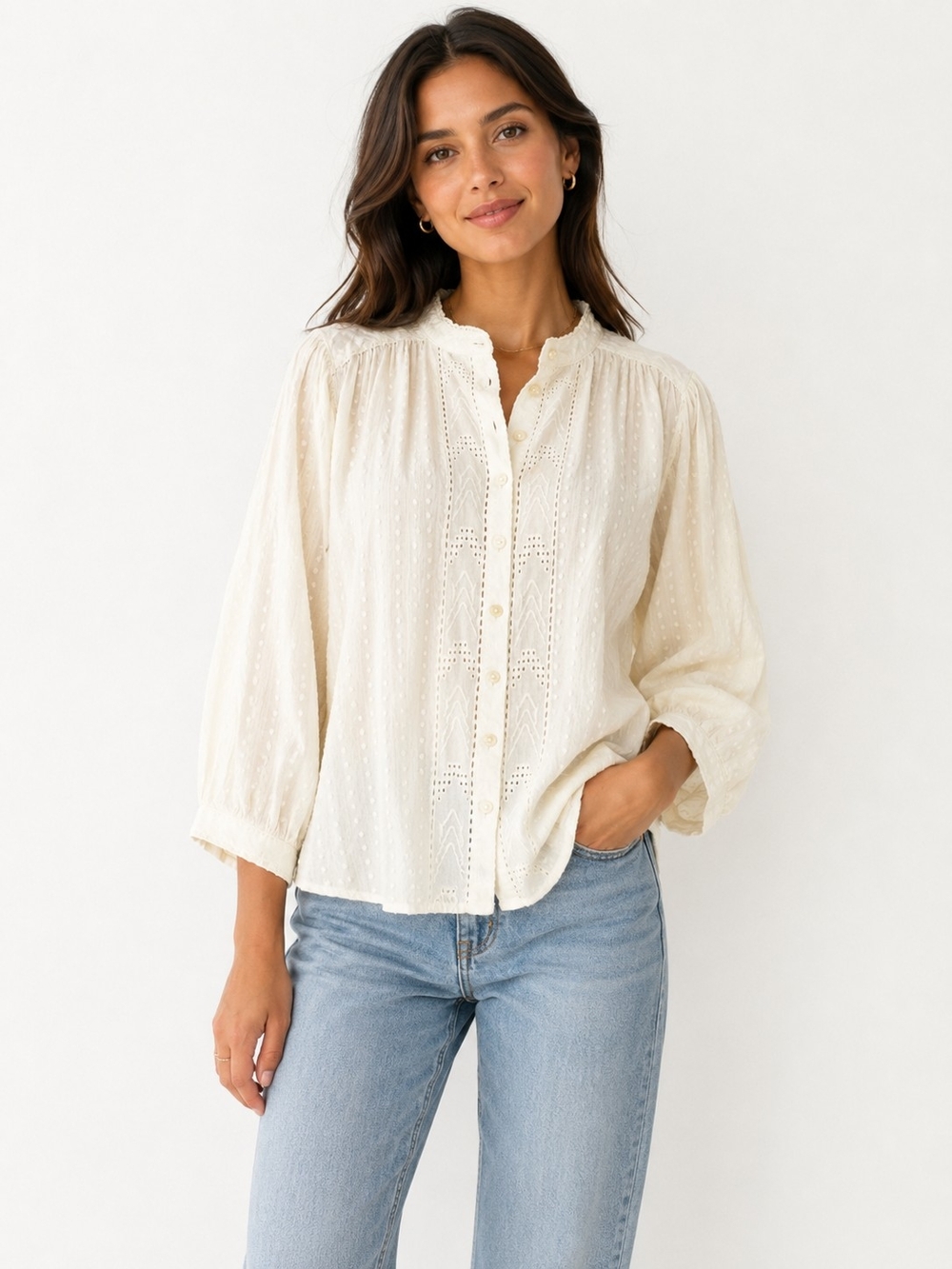 Pilcro by Anthropologie Eyelet Blouse – Medium Petite